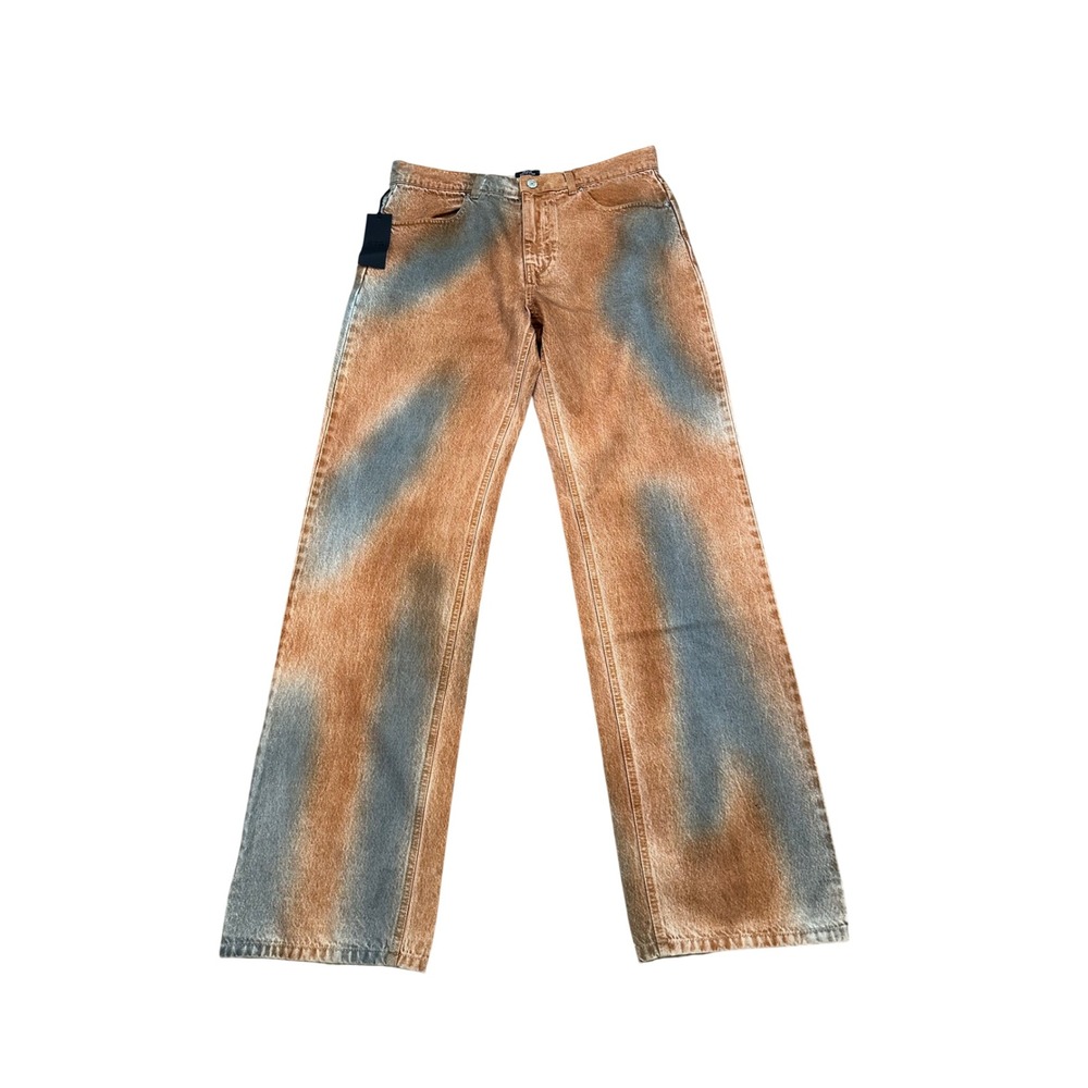RtA Premium Italian Denim MS23D426-B1327BRECA Rust Blue Abstract Jeans 33x34.5